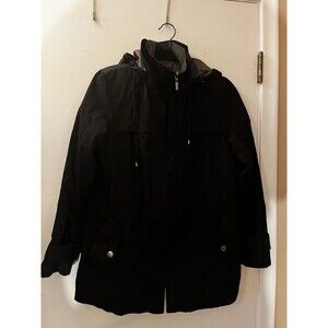 Gallery Petite Women's Black Hooded All-Weather Parka Jacket